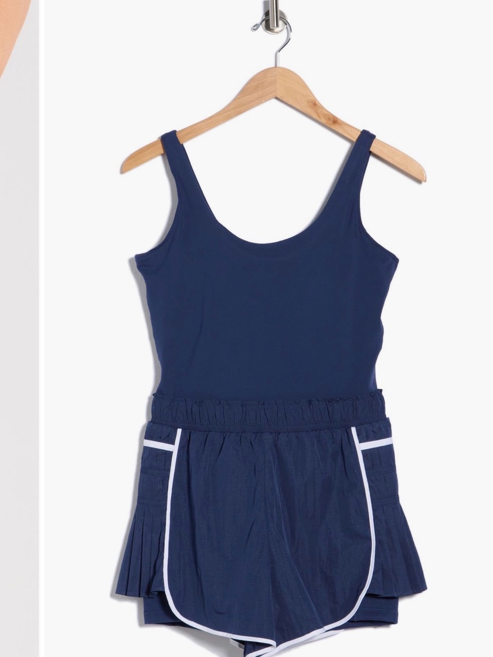 Yogalicious Navy Blue Tank Romper with White Trim